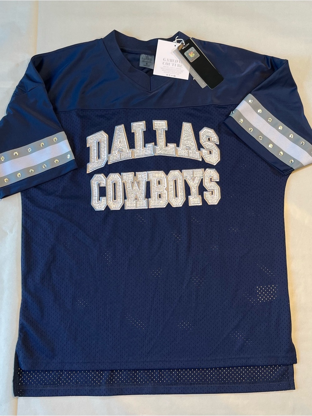 Dallas Cowboys Navy Women's Jersey Top with Sleeve Stripes